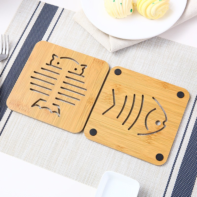 Miếng lót nồi lót cốc cách nhiệt bằng gỗ sang trọng nhiều hình ( giao ngẫu nhiên) nhutrang-anphu