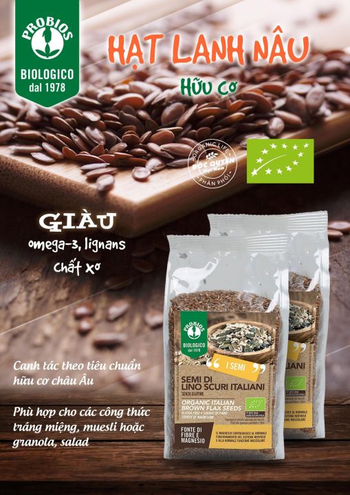 Hạt lanh hữu cơ (Probios Organic Flax Seeds) - 500gr
