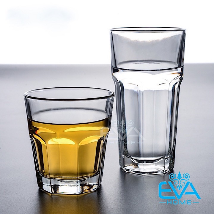 Set 12 Ly Thuỷ Tinh 8 Góc Gồm 6 Ly Uống Sinh Tố 410 Ml Và 6 Uống Trà Đá 280 Ml
