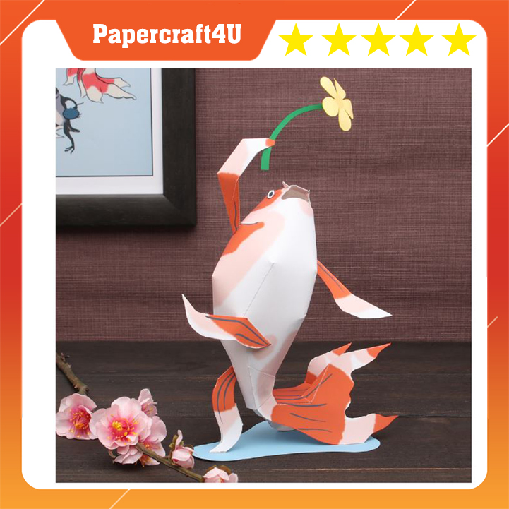 Mô hình giấy 3D động vật cute Cá Koi