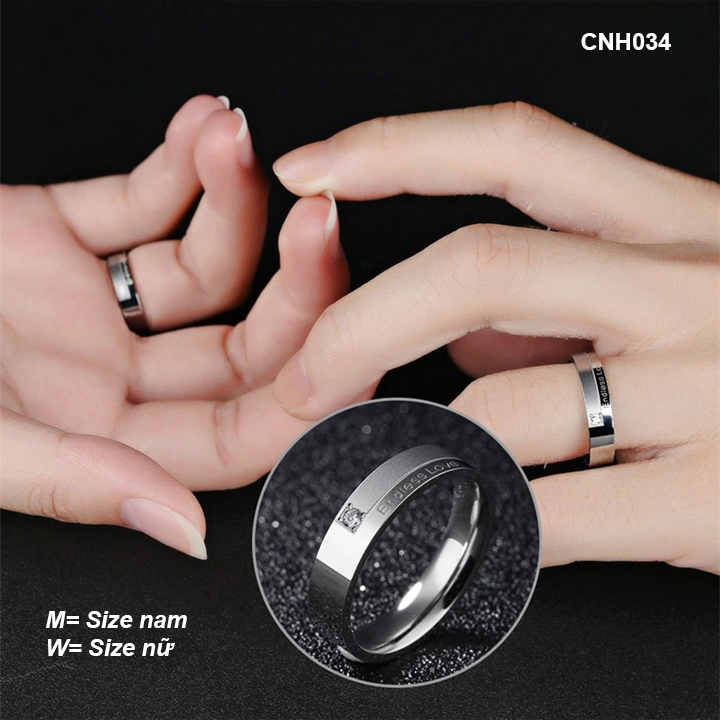 Freeship Nhẫn cặp đôi đính hạt Endless Love CNH034