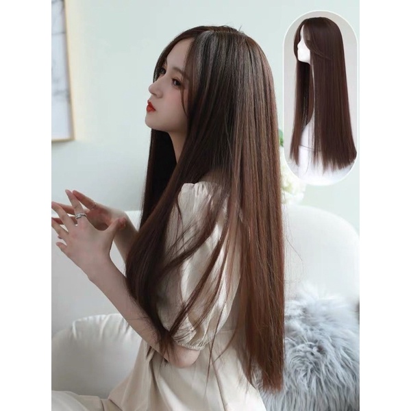 Tóc giả nữ nguyên đầu 2 mái 🌹🌹freeship🌹🌹cả đầu thẳng 2 mái layer - mã 2061