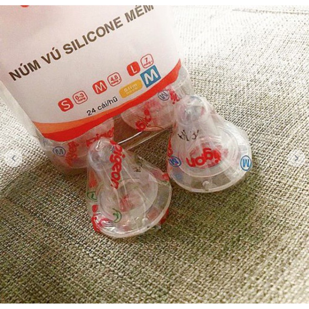 Núm Vú Silicone Siêu Mềm Pigeon _Loại Bịch