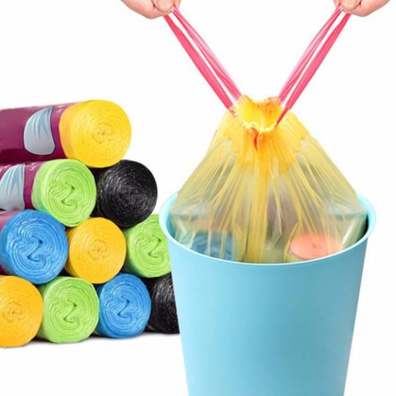 Bịch 5 cuộn túi đựng rác có dây rút