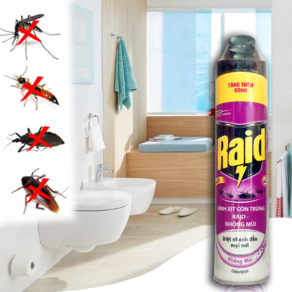 Bình Xịt Côn Trùng Raid 600ml - Bình Xịt Muỗi Xịt Gián xịt kiến