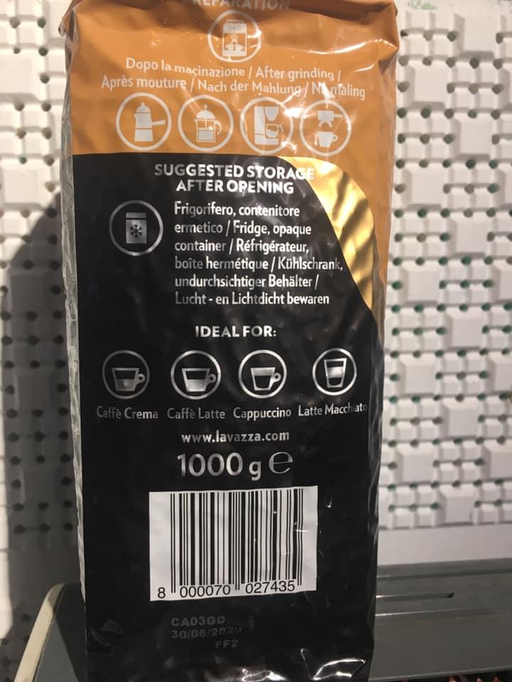 Cà phê hạt đã rang Lavazza Caffe Crema Dolce – Italia Gói 1000g