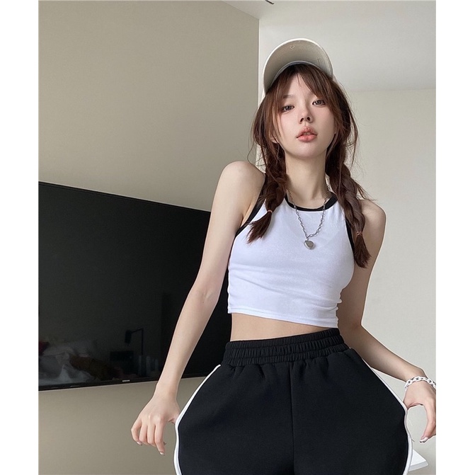 Áo Croptop BA LỖ PHỐI VIỀN Basic Trơn Nữ Thun Gân Kiểu Ôm Body