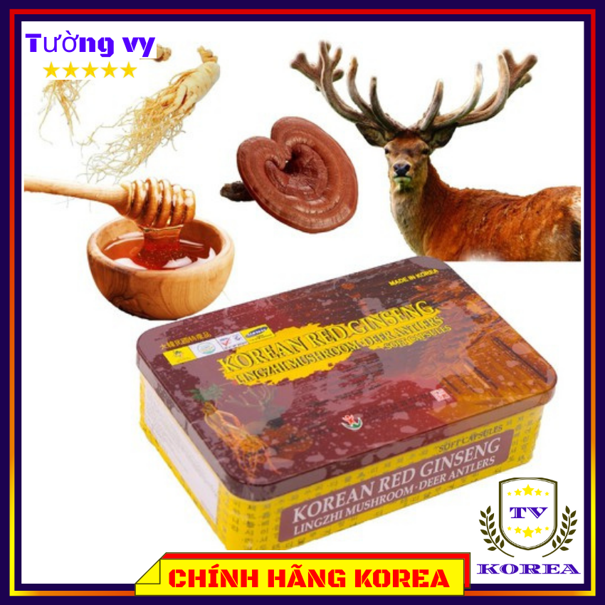 Viên đạm hồng sâm nhung hươu hàn quốc hộp thiếc 60 viên, chavykorea