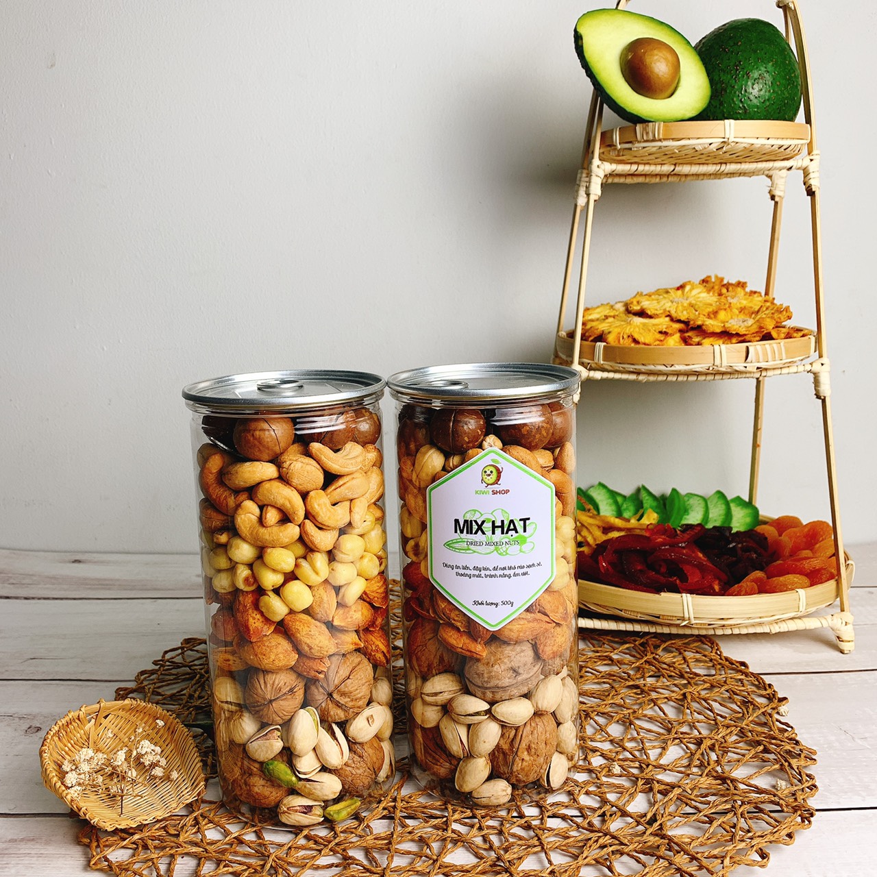 HẠT MIX NUTS 5 LOẠI (HẠNH NHÂN-MACCA-DẺ-ĐIỀU-SEN) - HỘP 500GR