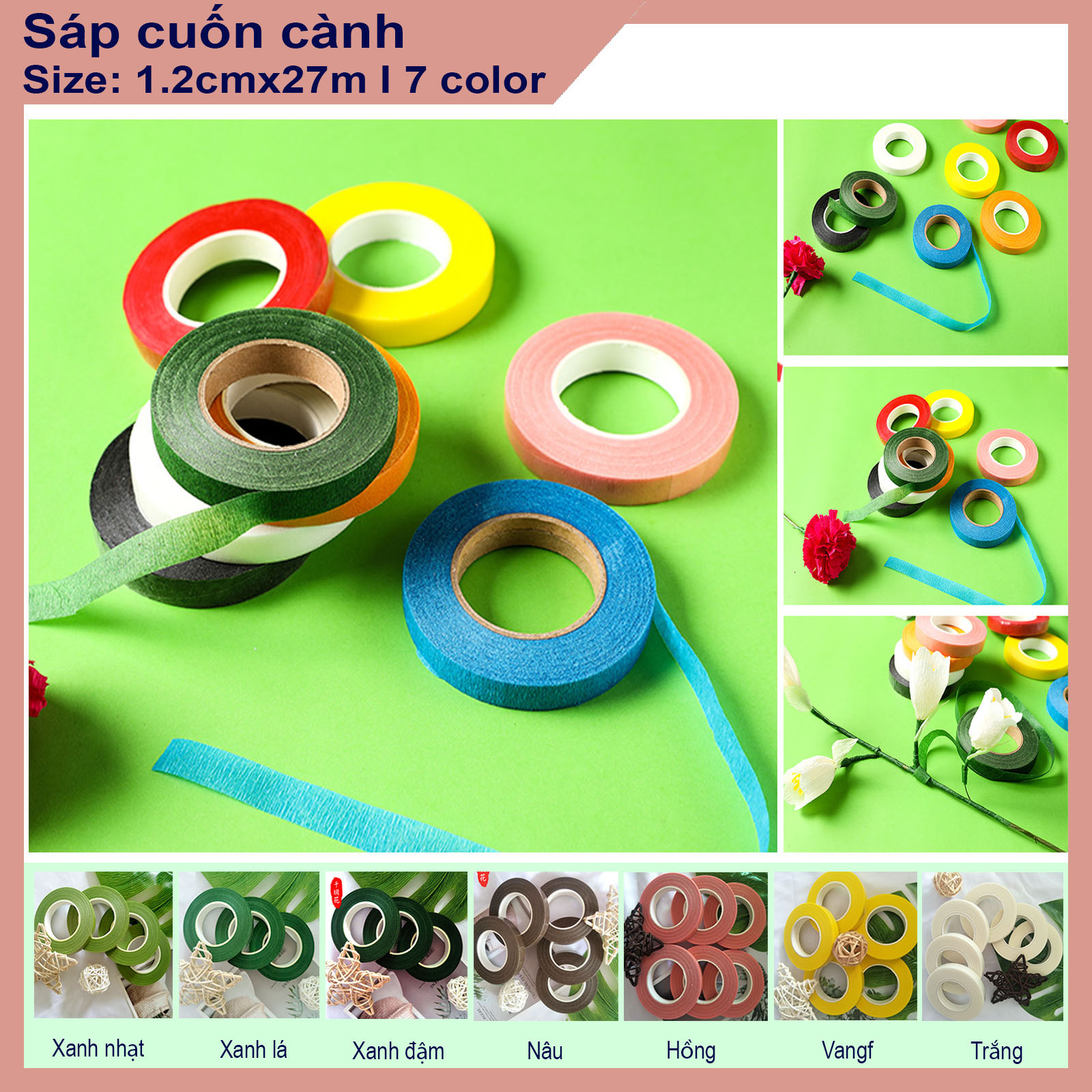 Băng dính sáp xanh cuốn cành làm hoa