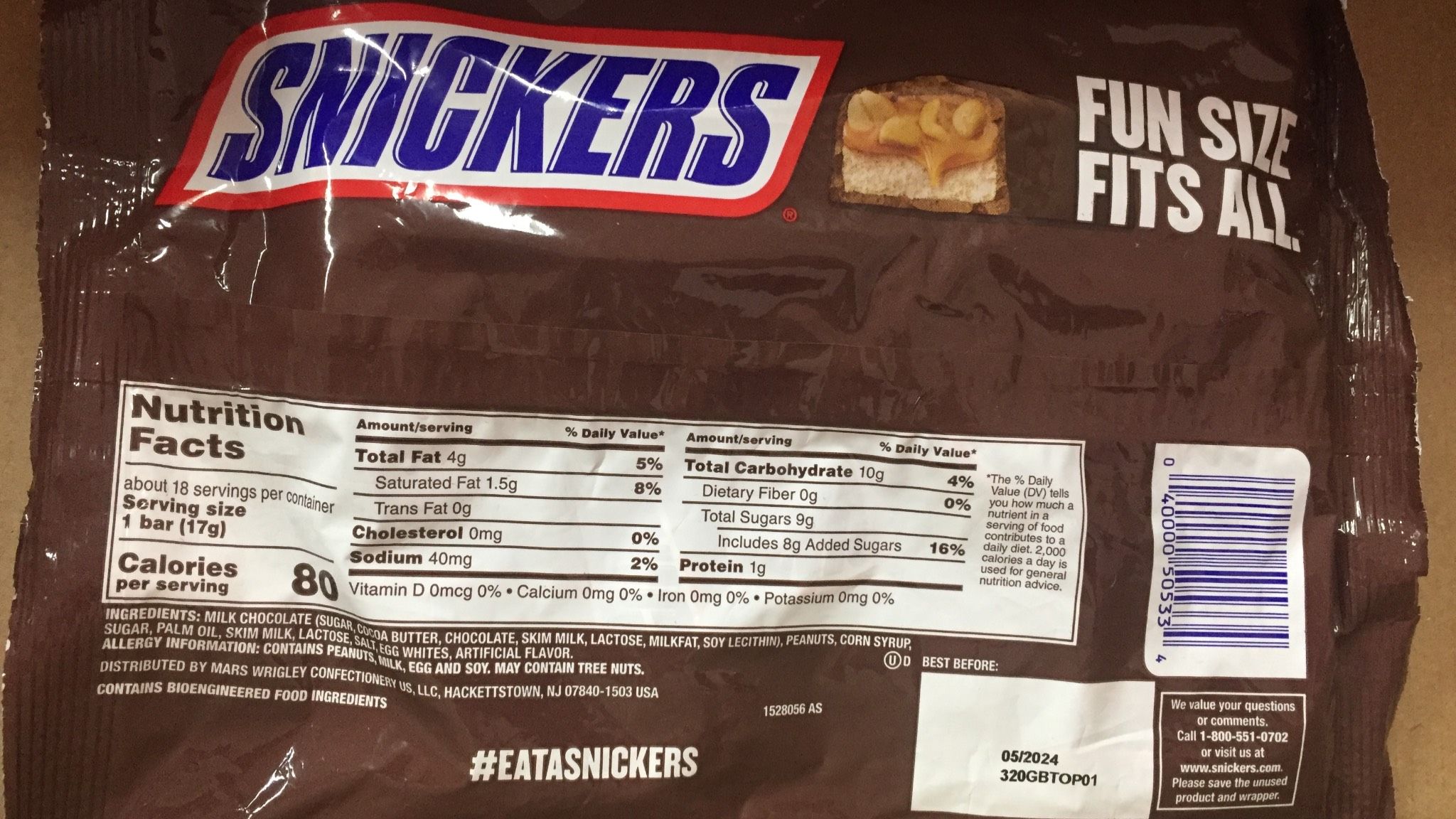 Socola Snickers - Peanuts, Caramel, Nougat (300.2g) Hàng Nhập Mỹ (HSD T01/2026)