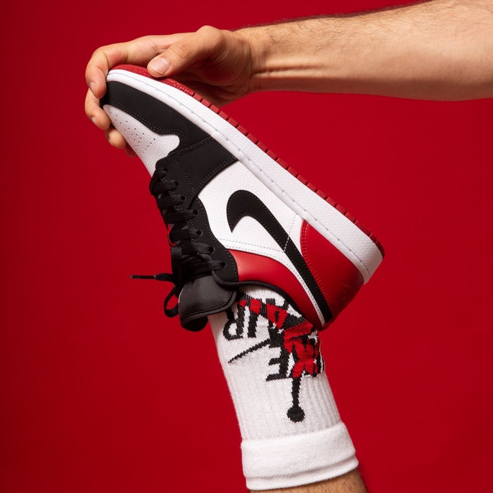 Giày Sneaker Nam nữ Air J0r.dan 1 low black toe ( Giày Thể Thao JD1 thấp cổ đỏ đen )