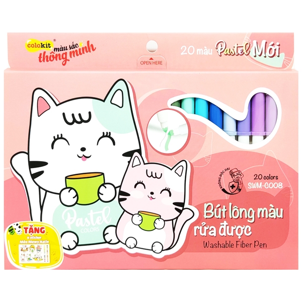 HCM Hộp Bút Lông 20 Màu Pastel Fiber Pen Thiên Long Colokit SWM-C008
