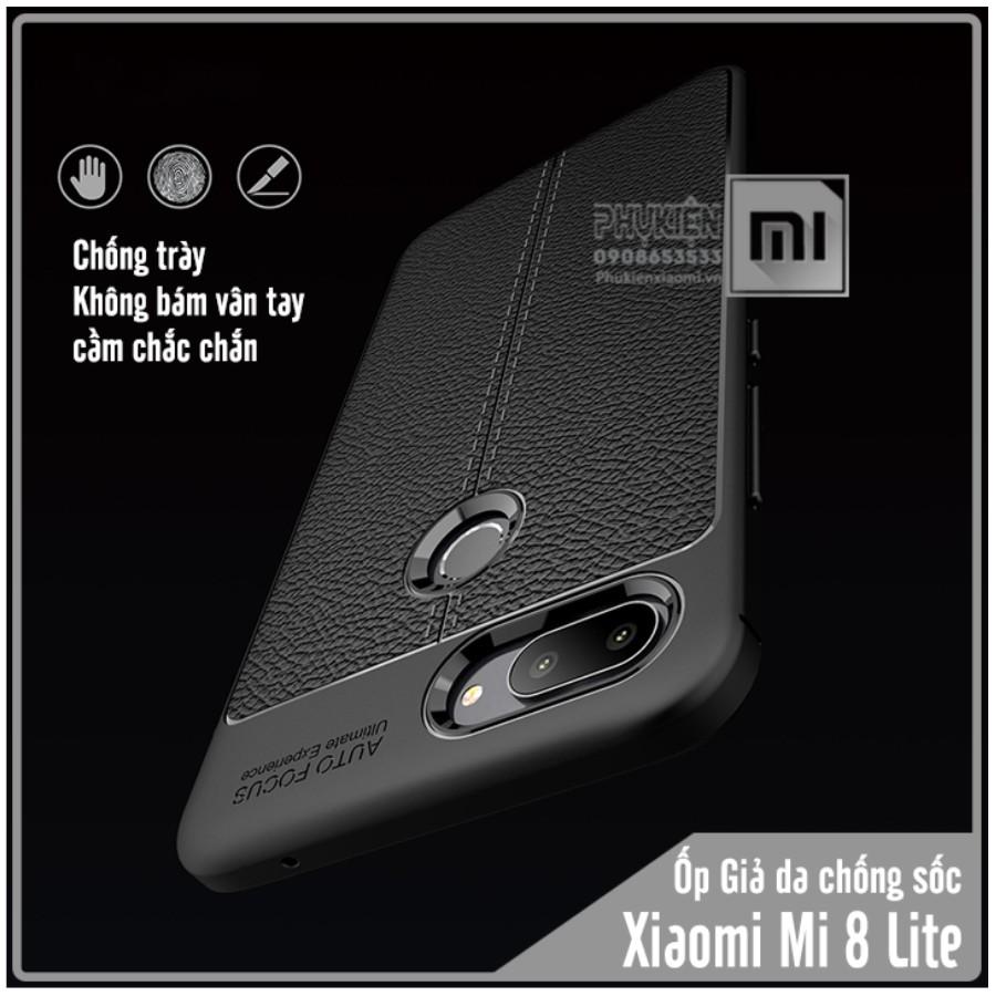 Ốp lưng Xiaomi Mi 8 Lite Giả da chống sốc Auto Focus