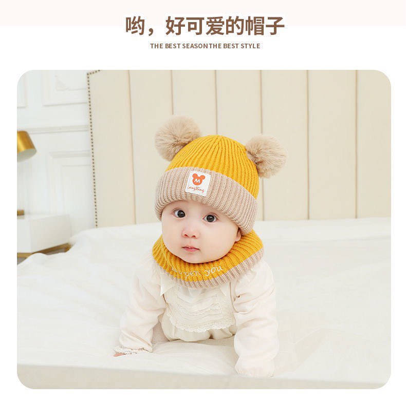 Mũ Len Cho Bé Kèm Khăn Quàng Cổ 6-36 Tháng ( mẫu chữ M)