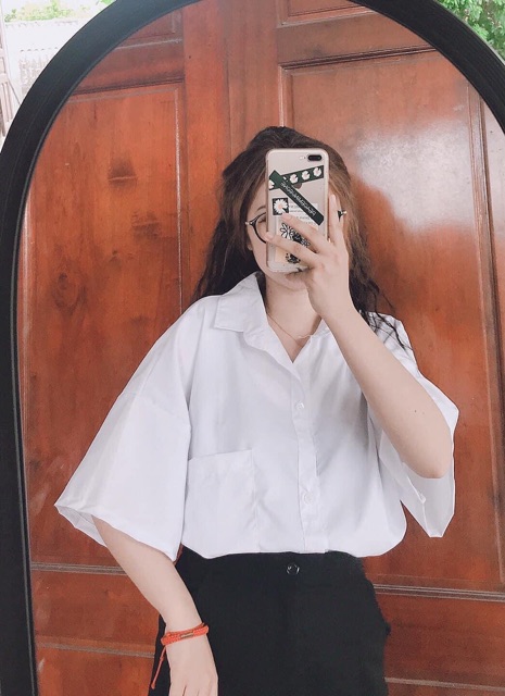 [Mã FAMAYWA giảm 10K đơn 50K] [HOTÁo sơ mi trắng cộc tay có túi