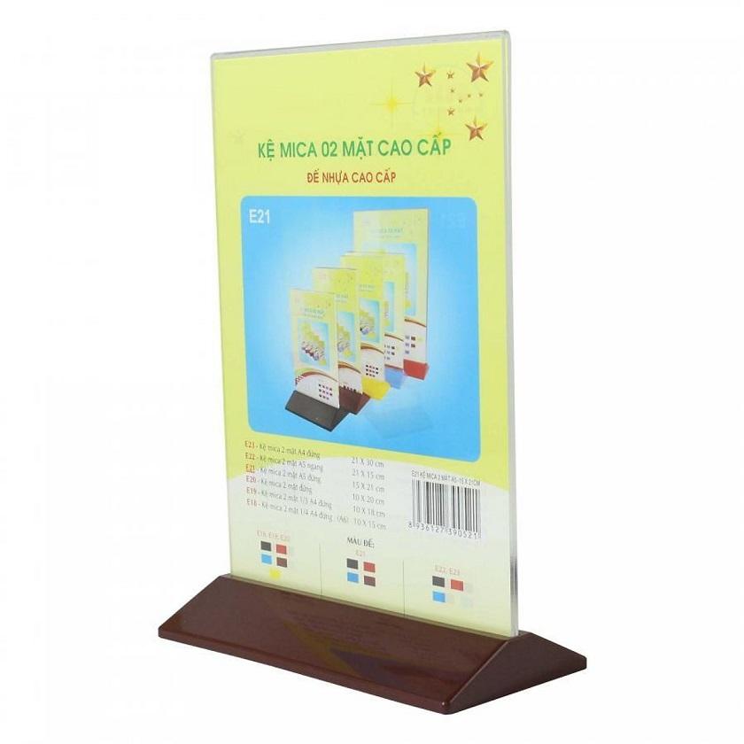 [HCM]Kệ mica 2 mặt đứng đế nhiều màu E19 kích thước 10x18 cm