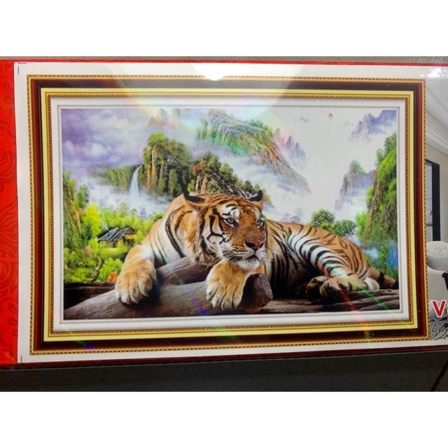 Tranh ĐÍNH ĐÁ con hổ con cọp VS238 kích thước 80x53cm