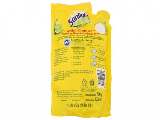 Nước rửa chén bát Sunlight Chanh Túi 750G