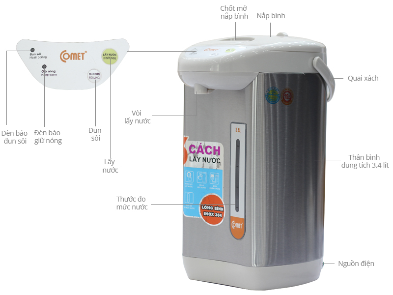 Bình thủy điện Comet CM3216 3.6 lít
