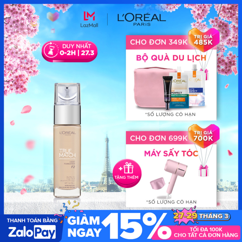Kem nền mịn nhẹ dưỡng da dạng lỏng LOreal Paris True match Liquid Foundation 30ml