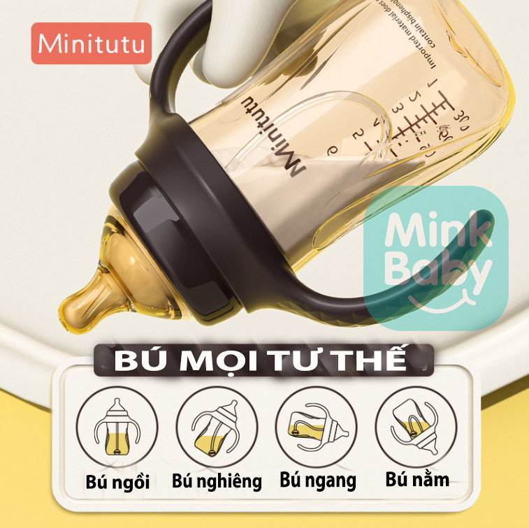 BÌNH SỮA MINITUTU NANO BẠC CỔ RỘNG 300ml, 240ml CHO BÉ