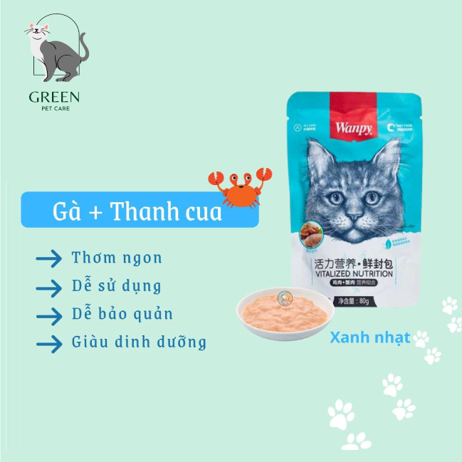Pate Wanpy cho mèo đủ vị gói 80gr