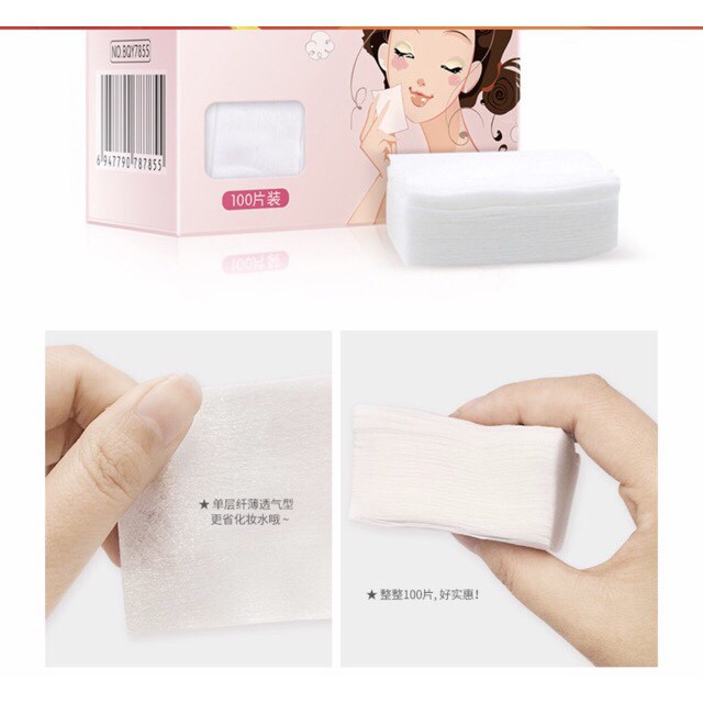 Bông tẩy trang 100 miếng Bioqua
