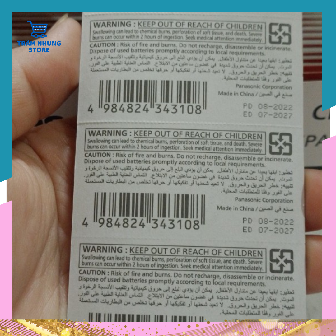 Vỉ 5 viên Pin nút Panasonic 3V CR-2032/5BEW