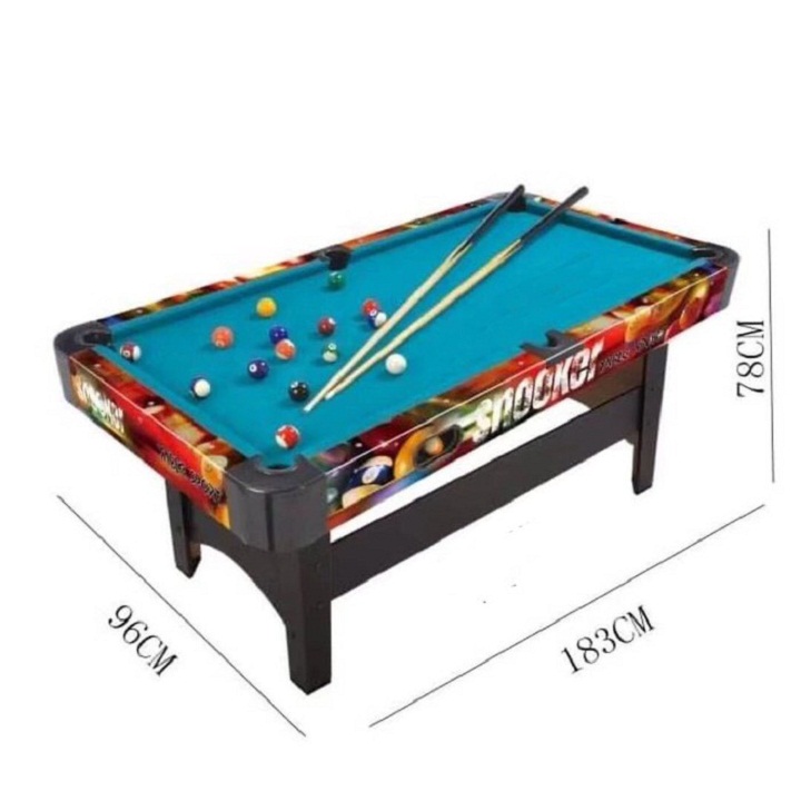 Bàn bi a cỡ lớn 1,83m chân gập mặt nỉ mịn đầy đủ phụ kiện, bàn bida full dụng cụ văn phòng gia đình hanana