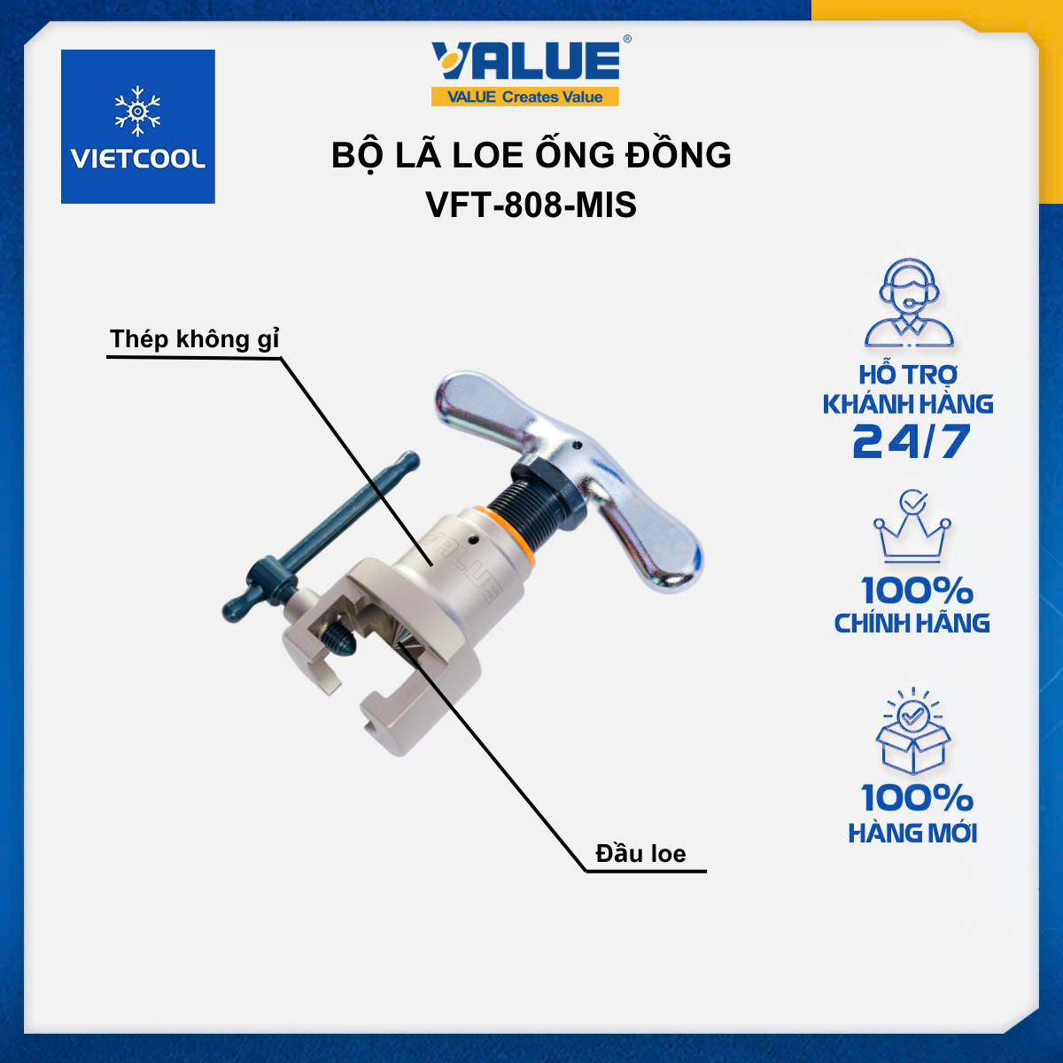 Bộ lã - loe ống đồng VALUE Model VFT-808-MIS (2 kẹp)