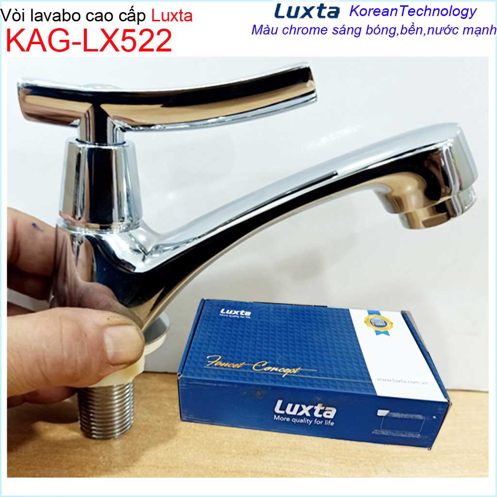 Vòi lavabo lạnh Luxta KAG-LX522 tay cong gạt, vòi chậu rửa mặt nước mạnh thiết kế đẹp siêu bền