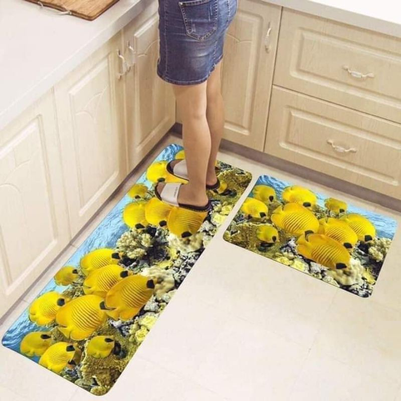 SET 2 Thảm Nhà Bếp  3D, Thảm Trải Sàn  (40*60 + 40*120 cm)