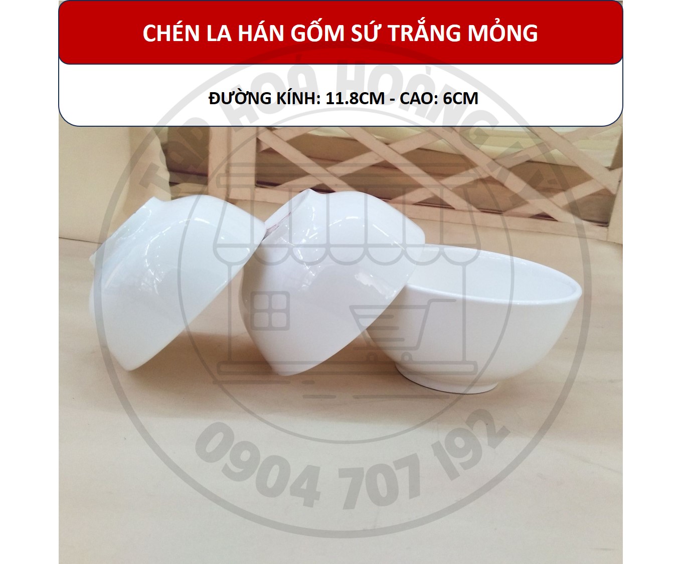 Set of 10 High Quality White Ceramic Arhat Cups
