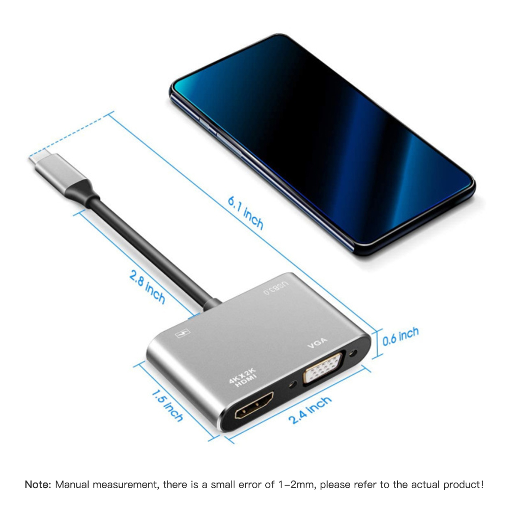 USB Type-C đến USB-C 4K HDMI, VGA USB 3.0, Trinp top, 4K HD