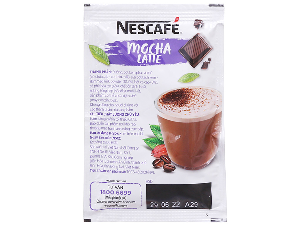 Cà phê hòa tan NESCAFÉ Latte Vị Sô cô la (Hộp 10 gói x 24g)