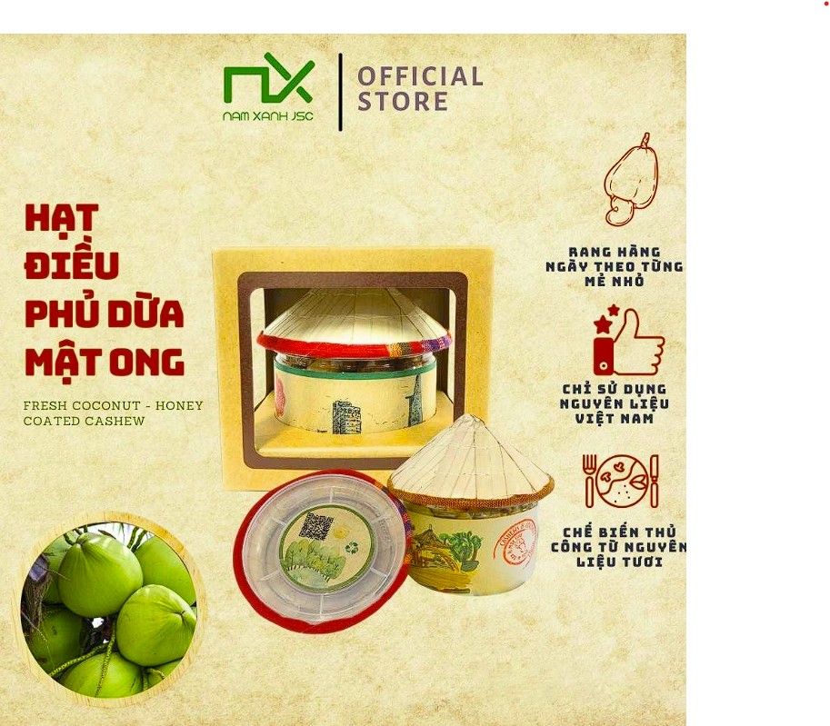 Hạt Điều Nam Xanh Phủ Dừa Mật Ong 130G (170G)