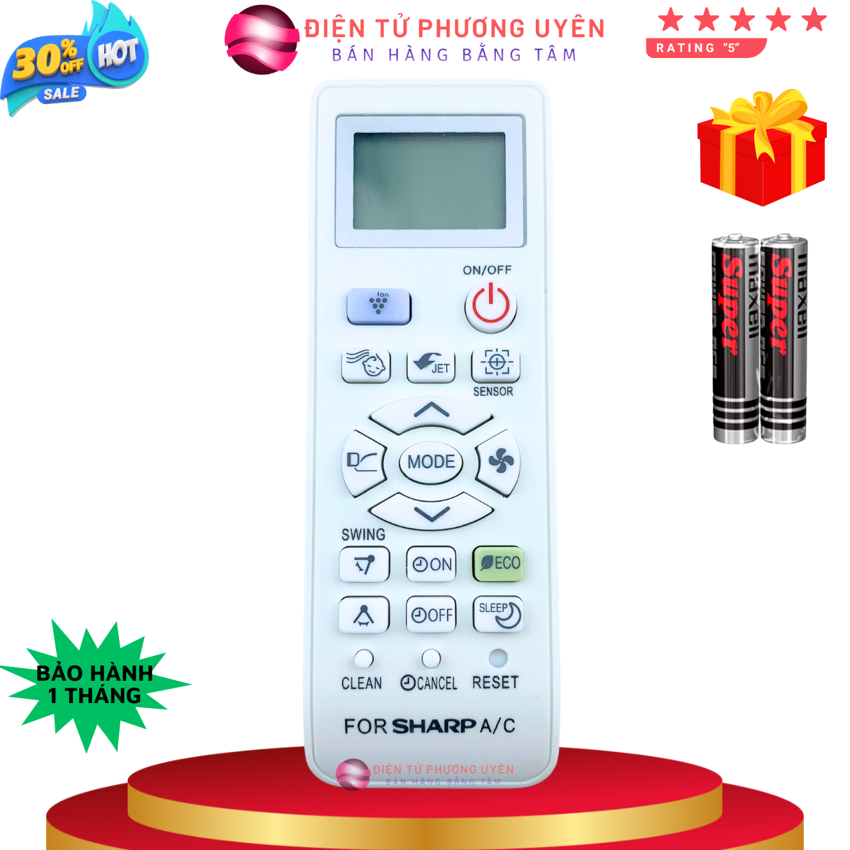 Điều khiển điều hòa sharp mẫu 05, remote máy lạnh sharp - tặng kèm pin - phương uyên