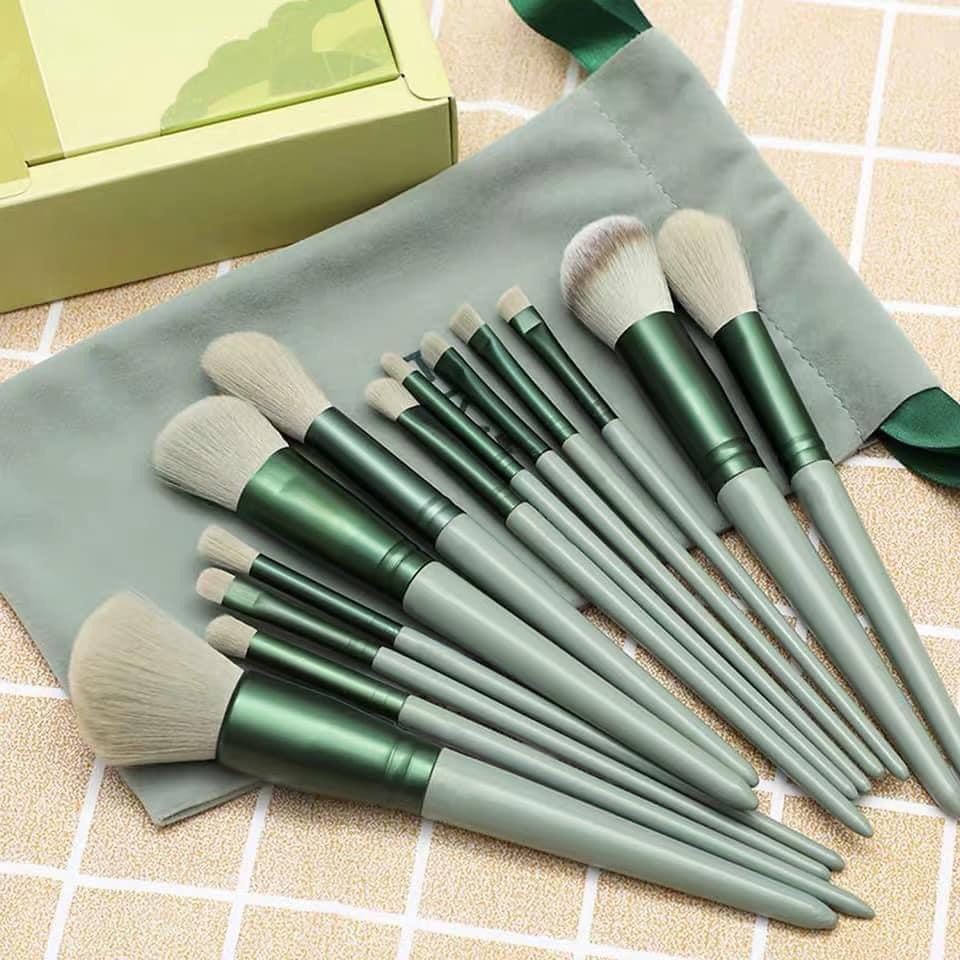 Bộ cọ trang điểm túi vải - bộ cọ trang điểm 13 món