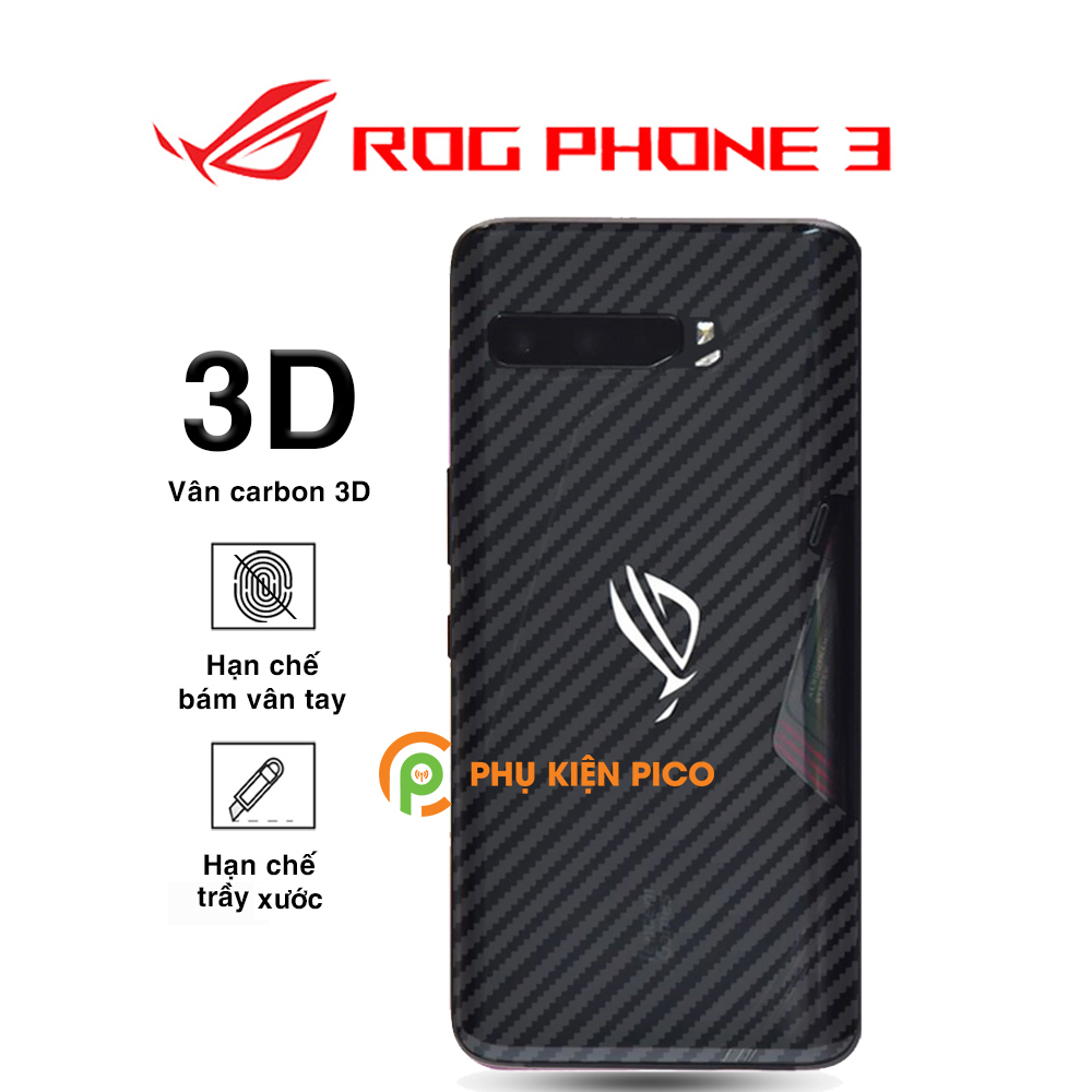 Dán lưng Rog Phone 3 vân Carbon 3D tản nhiệt tốt - Dán lưng vân Carbon Asus Rog Phone 3