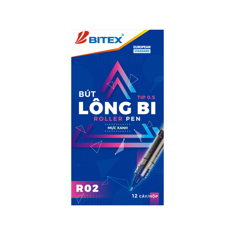 Bút lông bi Bitex R02 mực Xanh / Đỏ / Đen ngòi 0.5mm