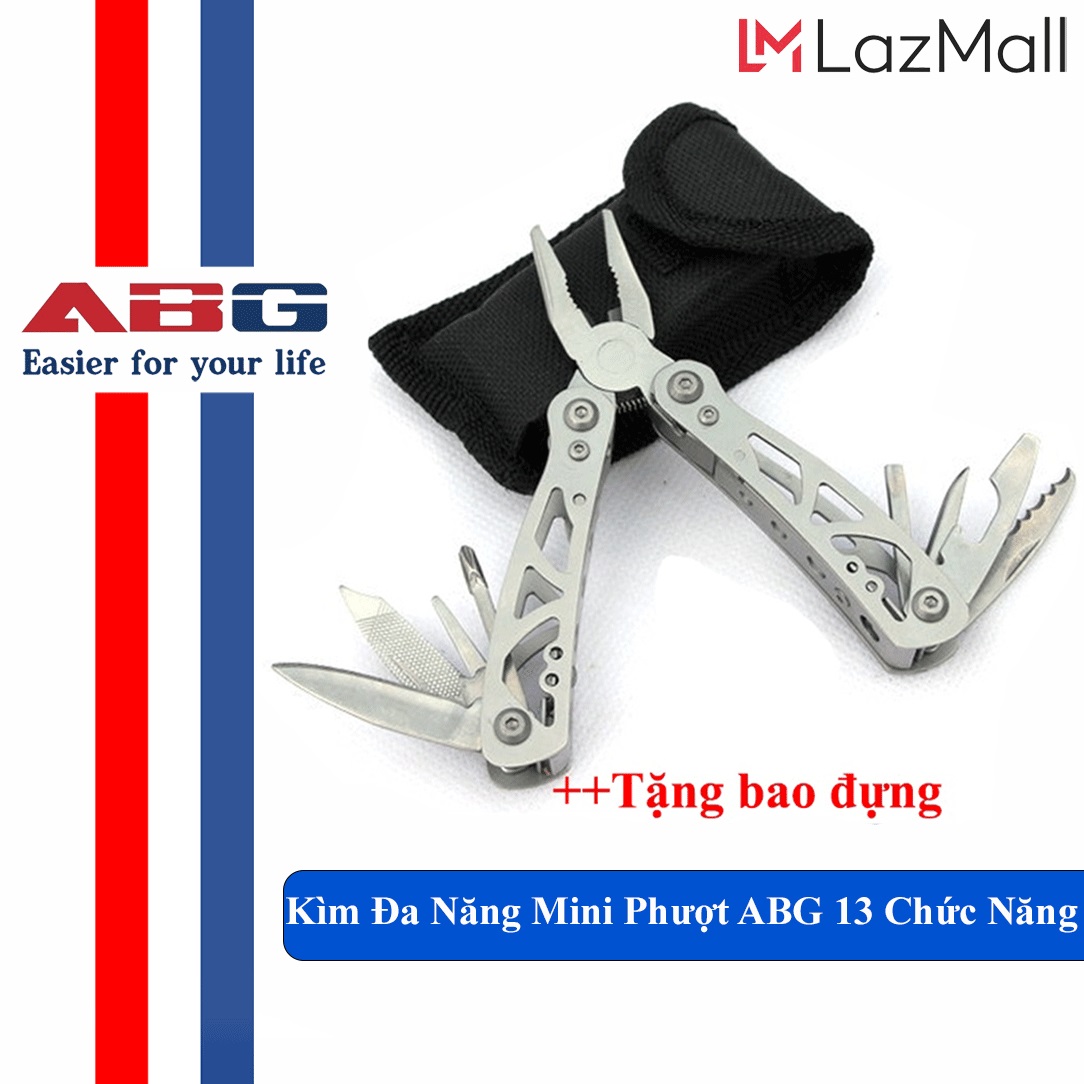 Kìm đa năng mini dụng cụ sinh tồn bỏ túi abg 13 chức năng trong 1 bằng thép cao cấp tặng kèm bao đựng