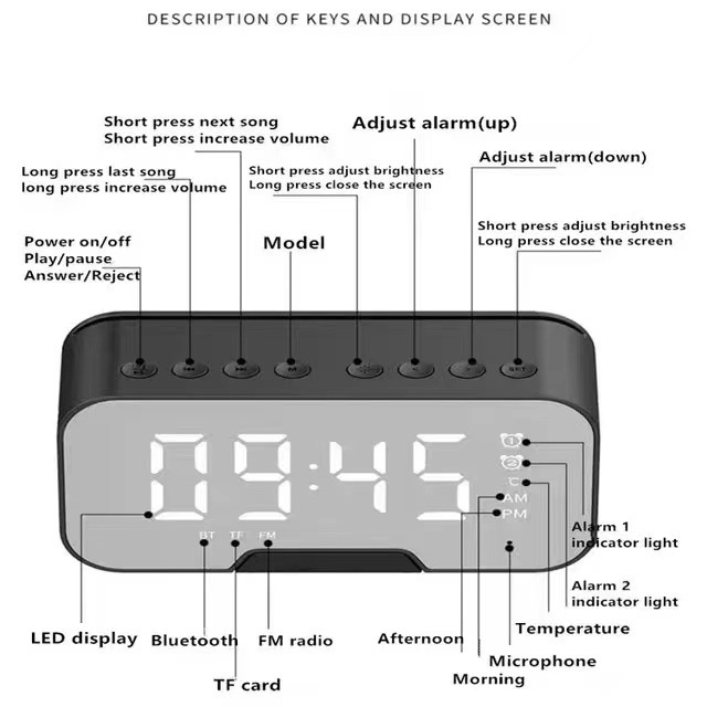 Đồng hồ để bàn đa năng - báo thức - hẹn giờ - loa bluetooth