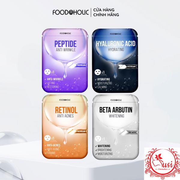 Mặt Nạ Hoạt Chất Vàng Retinol, Peptide, Hyaluronic Acid, Beta Arbutin Premium Foodaholic 23ml cao cấp