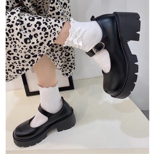 Sẵn hàng Giày Lolita đế cao 6cm phong cách vintage ulzzang chất da Pu mềm mịn không đau chân