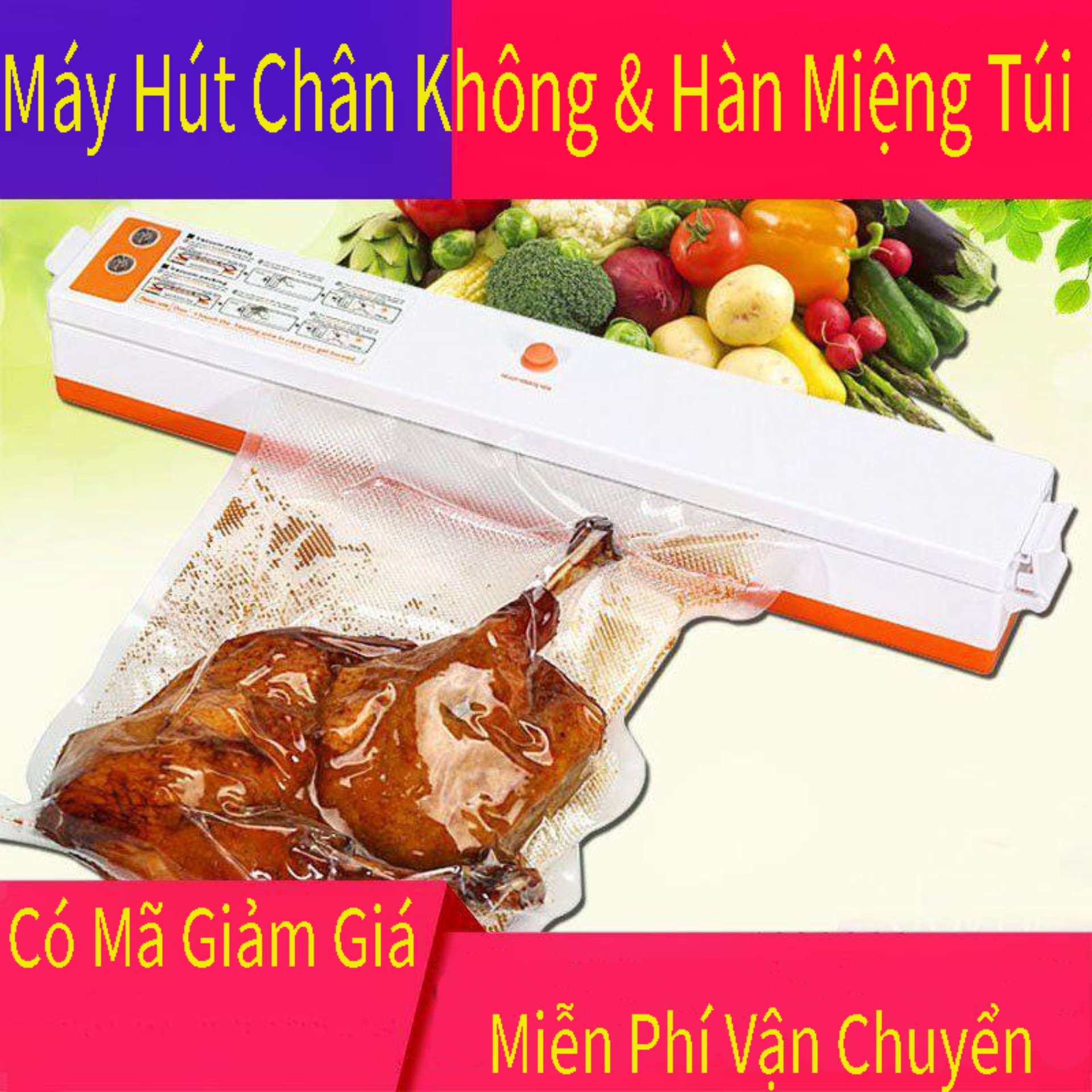 [HCM]Máy Hút Chân Không Kiêm Hàn Miệng Túi Bảo Quản Thực Phẩm (Tặng Kèm 15 Túi Hút) Bảo Quản Đồ Ăn Trong Tủ Lạnh Nhỏ Gọn Sản Phẩm Tiện Dụng Dành Cho Gia Đình Và Cửa Hàng