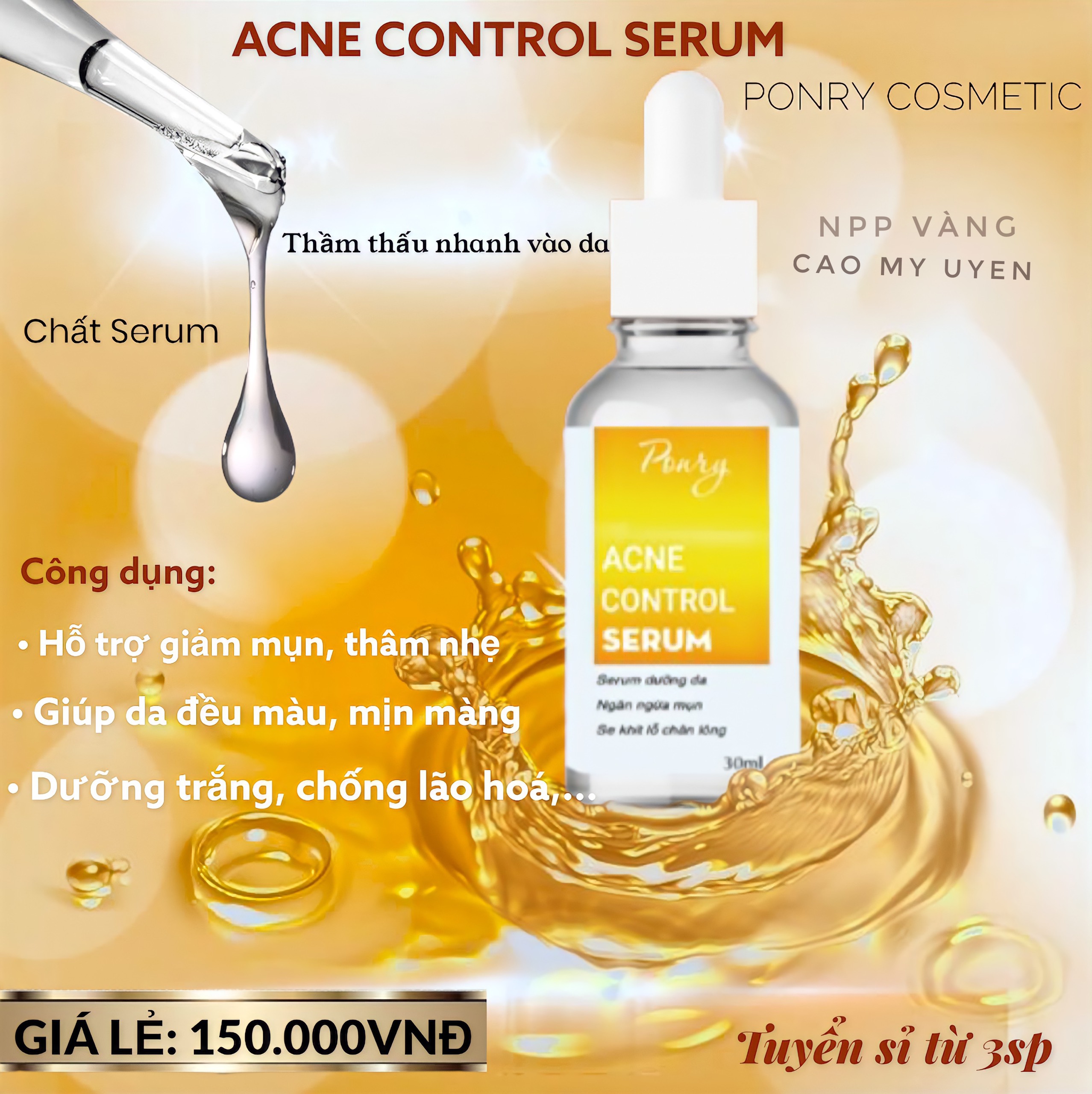 Serum Ponry dưỡng ẩm, phục hồi da mẫu mới 30ml (Chính hãng kèm quà tặng)