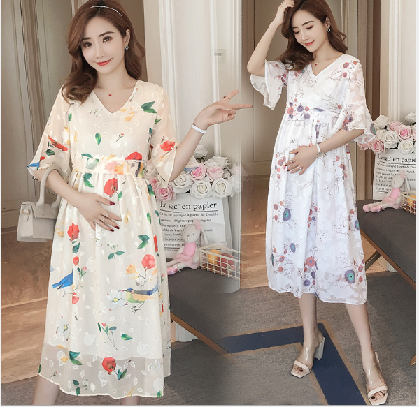 [HCM]ĐẦM BẦU VÁY BẦU CÔNG SỞ BÔNG VOAN LỤA (tiện lơi sau sanh có dây kéo cho bé bú )