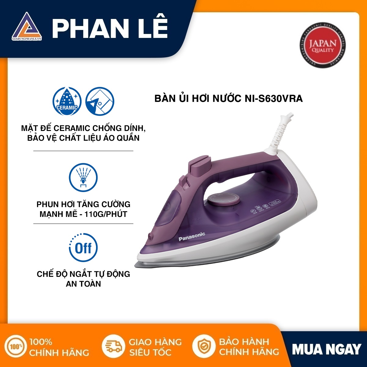 Bàn ủi hơi nước panasonic ni-s630vra