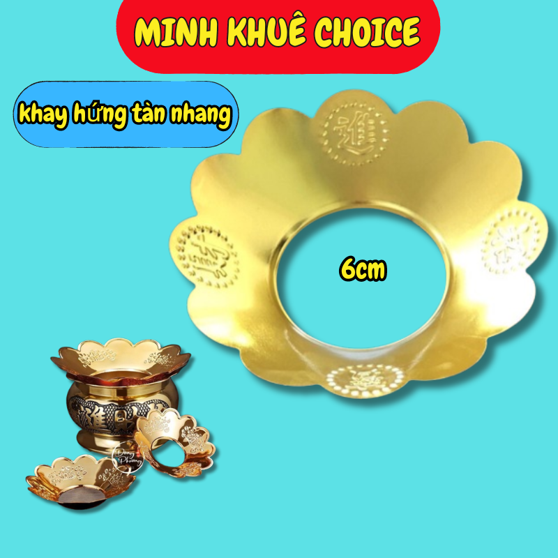 Khay hứng tàn hương tàn nhang khay hứng bát nhang lư hương mạ vàng nhiều cỡ